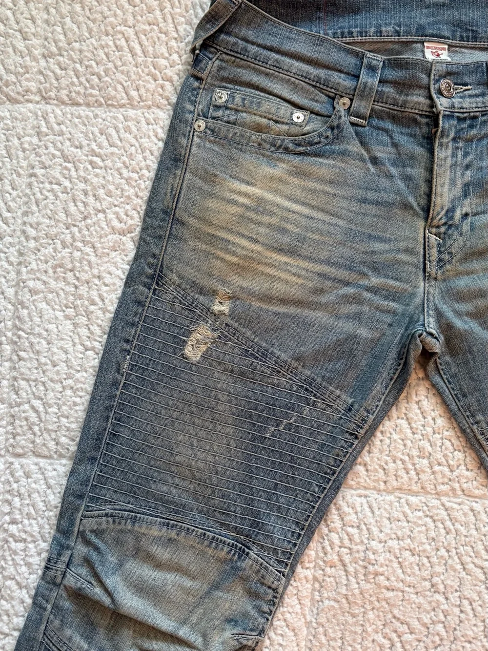 True Religion Men's Skinny Fit Distressed Blue Jeans Size 33